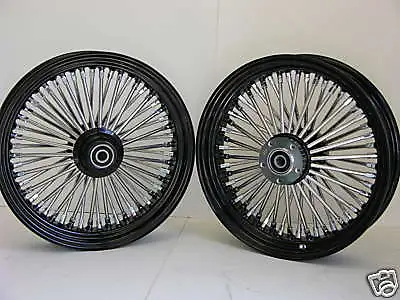 BLACK MAMMOTH FAT 52 SPOKE WHEELS HARLEY 16x3.5 & 16x3.5 SOFTAIL & TOURING • $1229.95