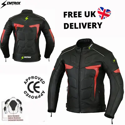 Mens Motorbike Riding Jacket Motorcycle Cowhide Leather Racing Jacket CE Armours • $273.72