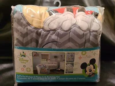 Disney Baby Let's Go Mickey 3-Piece Crib Bedding Set Comforter Fitted Sheet NEW • $89.99