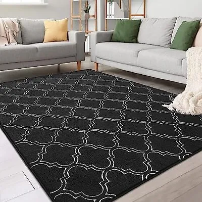 Alfombras Negro Geométrica 4x6 FT Para Salas De Casa Moderna Habitacion NUEVO • $53.74