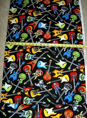 Music Rock Guitar Guitars Multi Brite C4824 Timeless Durable Cotton Fabric  • $9.59