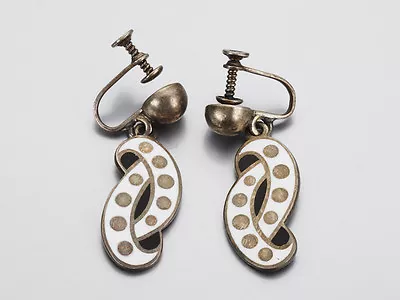 Margot De Taxco Signed “Dots On A Knot” Earrings Sterling Enamel • $180