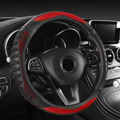 Car Steering Wheel Cover For Volvo Suv Truck 14in Leather Carbon Fiber Type D • $33.50