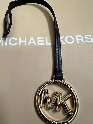 Michael Kors 3D MK Logo Gold Charm Dark Brown Leather Strap Handbag Hang Tag • $22