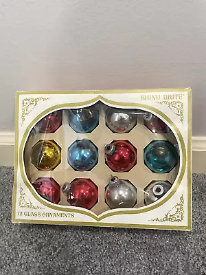 Vintage Shiny Brite Glass Christmas Ornaments Box Of 12 • $19.97