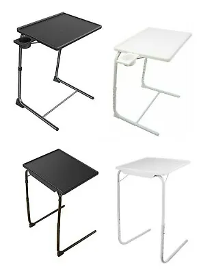 Folding Portable Table Mate With Cup Holder Dinner Laptop Tv Desk Freestanding   • £19.75