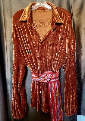 Vtg. WOMENS 3XL COPPER BROWN SOFT VELVET SHIRT JACKET. SOUTHWEST NAVAJO STYLE  • $25