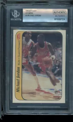 1986-87 Fleer Sticker #8 Michael Jordan Rc Bgs Authentic Altered Mint Centering • $430