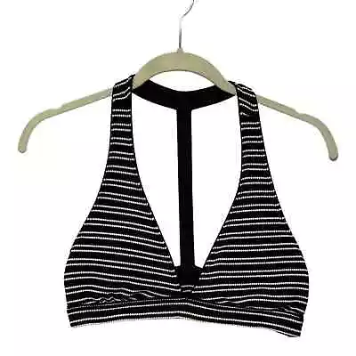 Athleta Textured T-Back Swimwear Top Women's Sz S Black White Stretch • $14.99
