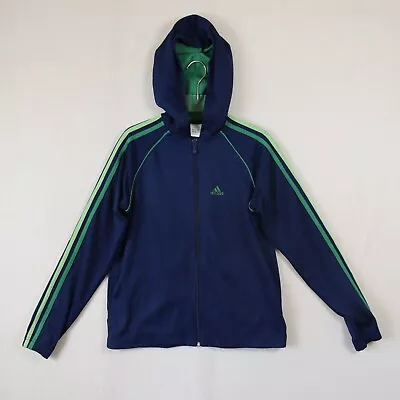 Vtg Adidas Track Jacket Women 10 Blue Green Gym Activewear Hooded Zip Run • $23.98