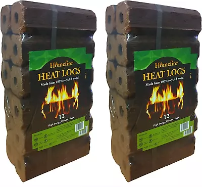 High Energy Ultra Dry Heat Logs Open Fire Log Eco Wood Fuel (24 Heat Logs) • £32.21
