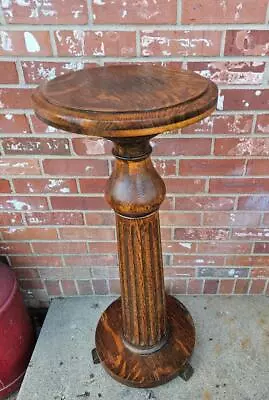 Vintage Cherry Plant Stand Fern Table Handmade Carved Wood Pedestal Footed 36.5 • $379.99