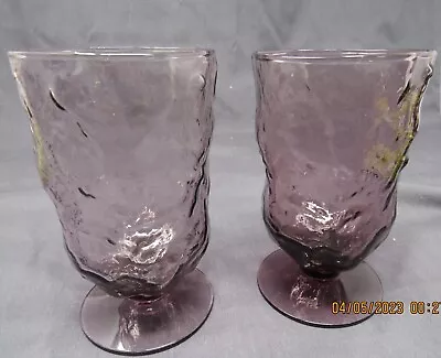 $18 • Buy 2 Morgantown Crinkle Amythest Footed Tumblers