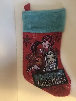 Monster High 16” Christmas Stocking Teal Red -Monster Greetings • $9.99