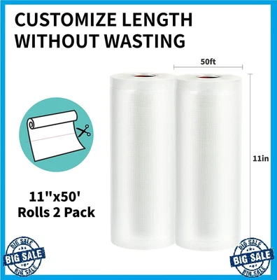 $24.44 • Buy Seal Vacuum Sealer Bags 11x50 Rolls 2 Pack For Food Saver Seal A Meal BPA Free