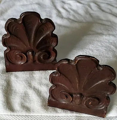 Vintage Hand-Carved Wooden Bookends With Roman Rosette Design • $45