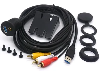 3.5mm 3 RCA USB Extension Cable Flush Mount Set Aux Car Dashboard Audio Video • $10.33