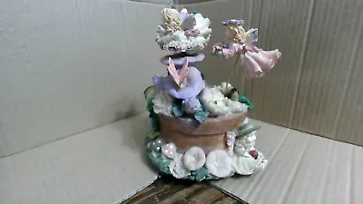 Vintage Angel Music Box With Moving Angels Has Flowers Butterfly Little Angels • $29.99
