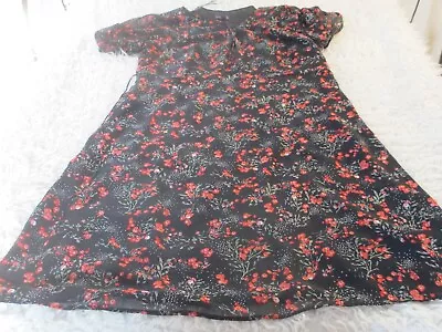 Long Tall Sally Dress Womens 16 Black Floral Flowy Fit & Flare Lined Lace Front • $20