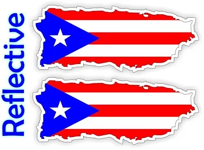 REFLECTIVE Puerto Rico Mini 1x2 Flags Hard Hat Stickers | Helmet Decals Flag • $3.99