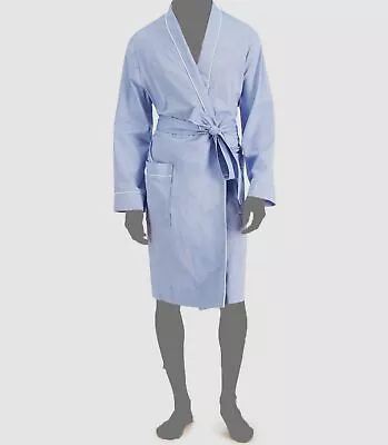 $50 Club Room Men's Light Blue Oxford Cotton Robe Lounge Sleepwear One Size • $16.38