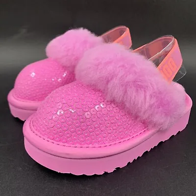Ugg Funkette Chunky Sequin Clog Toddler Size 7t Pink Wool Cuff Slingback Slide • $54