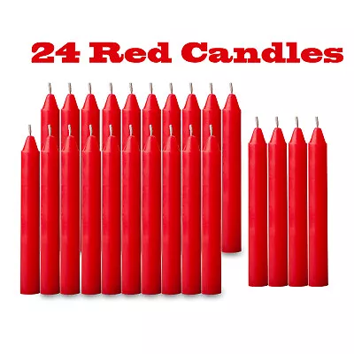 24 Pcs Bulk Red Christmas Tree Candles ChimePyramidCarousel- 4 Inch X 1/2 Inch • $9.99