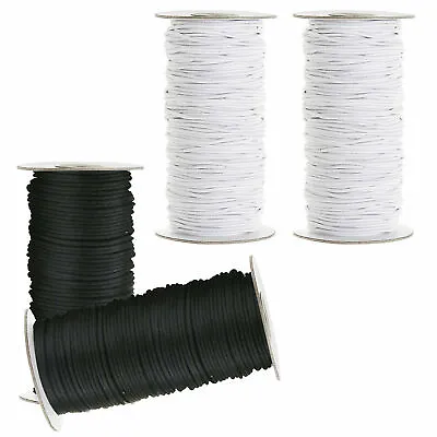 Round Cord Elastic - 3mm - Black/White - 1 2 3 5 10 25 50 100 270 Metres • £1.89