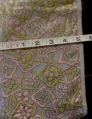 Vtg 1950s French Indochina Stunning Pink And Gold Silk Fabric Brocade 41”x4 Yds • $119.90