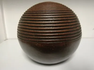 Garden Ceramic Ornament Sphere Brown Ribbed Concentric Rings • £24.95