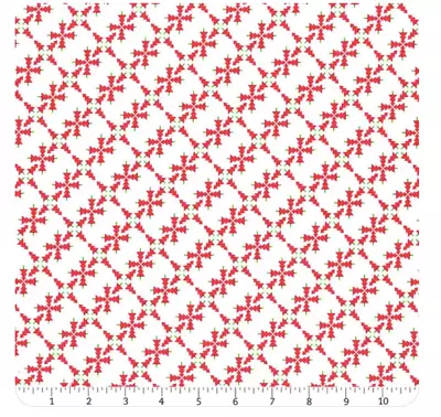 Me And My Sisters Moda Merry And Bright 22401-23 White Red Forest - Half Yard • $6.25