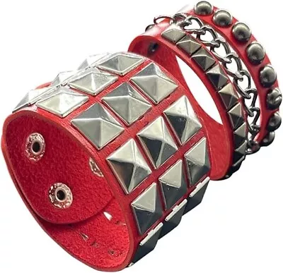 Punk Bracelet For Men Women - Goth Leather Wristband With Metal Studded • $7.99