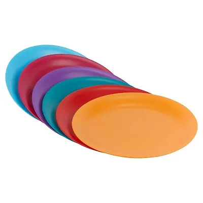6 Pcs Unbreakable Reusable Coloured Plastic Dinner Plates Kids Party Tableware • £9.99