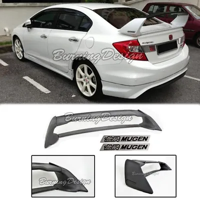 Rear Trunk Spoiler For 06-11 Honda Civic Sedan FD2 FA2 Mugen Black Emblem RR ABS • $109.98