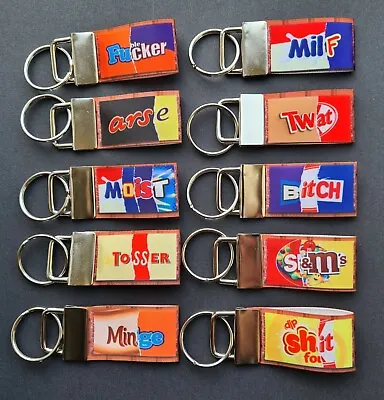 Rude Naughty Chocolate Bar Wrapper Novelty Joke Keyring Key Fob Funny Gift • £3.75