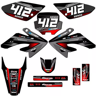 2004-2010 CRF 100 SURGE Black Senge Graphics Kit Compatible With Honda • $99.99