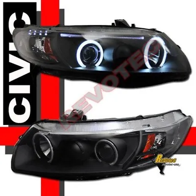 Black G3 Halo Projector Headlights For 2006-2011 Honda Civic 2Dr Coupe  • $213