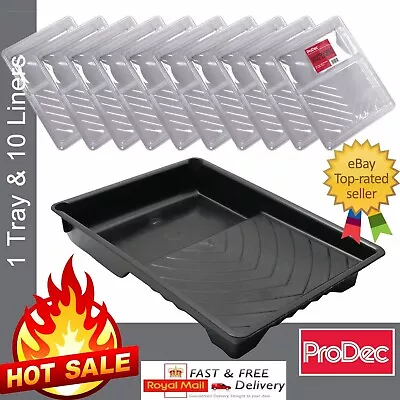 Prodec 9  Paint Tray + 10 X Tray Liners Quick Colour Changes 9 Inch Roller Kit • £9.99
