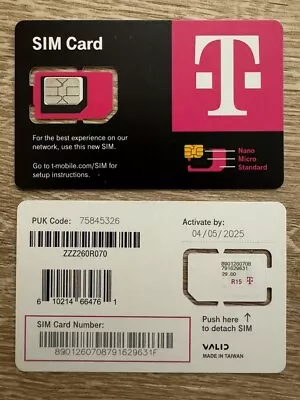 Lot Of 15 - T-MOBILE Triple SIM Card R15  3 In 1  NANO • 4G 5G LTE *NEW* • $39.98