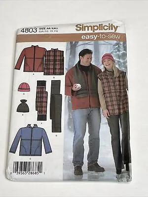 Simplicity Womens & Mens Jacket  Vest Hats Scarf Size S M L Uncut Sewing Pattern • $8