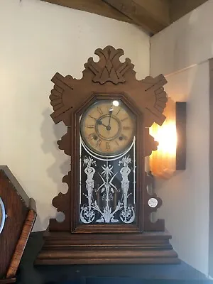 Antique Ansonia Mercury Pendulum Wood Mantel Chime Clock • $199