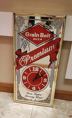 Vintage '80s Grain Belt Premium Beer Clock Mirror Works • $70