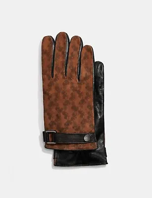 Coach Horse & Carriage Tech Napa Suede Leather Merino Wool Gloves Mens Large • $129