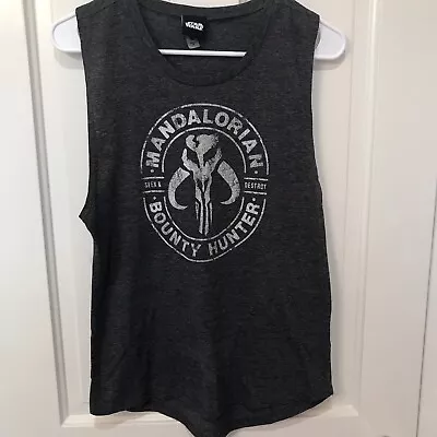 Star Wars Mens Gray Medium Tank Top Mandalorian Bounty Hunter Logo. • $10