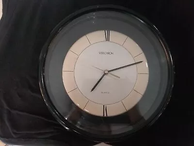 Verichron 12  ROUND CONTEMPORARY GOLD/Black GLASS Quartz WALL Clock • $30