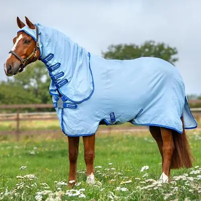 £93.95 • Buy Amigo Ripstop Hoody Horse Combo Neck Fly Rug - Azure Blue