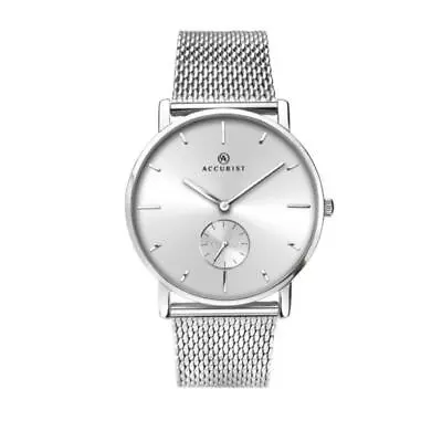 Accurist 7215 Gents Stainless Steel Silver Dial Mesh Strap Watch 2 Year Warranty • £29.99