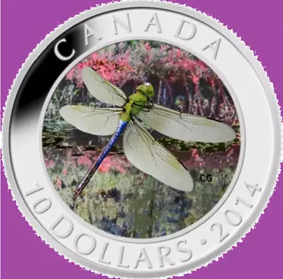 2014 Canada Dragonfly - Green Darner $10 99.99% Pure Silver Coin Mint Set UNC (J • $83.60