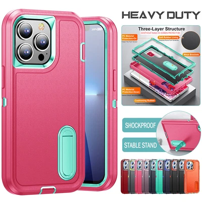 $10.99 • Buy For IPhone 14 13 12 11 Pro Max XS XR 8 7 Plus Case Shockproof Tough Stand Cover