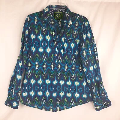 C Wonder Women's Top Size M Blue Tunic Shirt Blouse Long Sleeve Cotton • $14.88